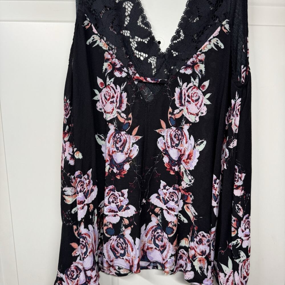 NWT Free People Intimately Morning Rose Cami Black Swing Lace Trim V-Neck Top S - Picture 4 of 5
